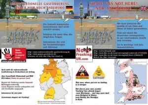 Mehrsprachige Flyer der europäischen Initiativen gegen Fracking - Deutschland und Großbritannien